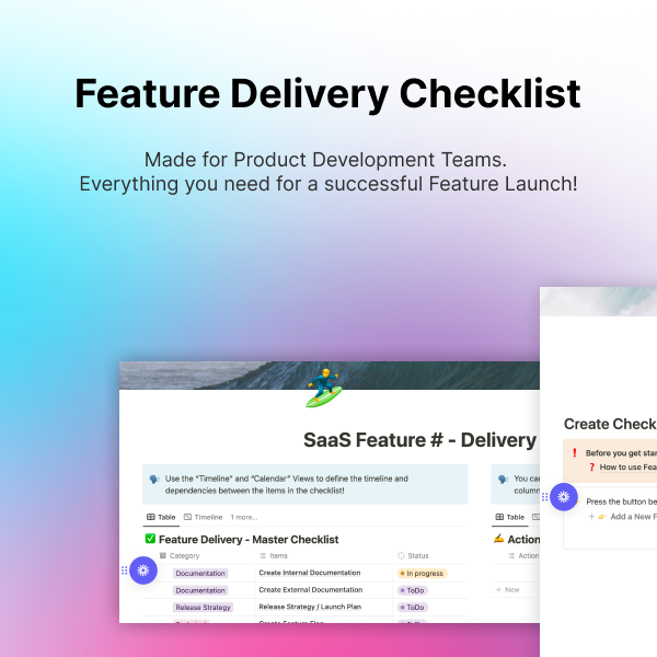 Feature Delivery Checklist - Notion Template image